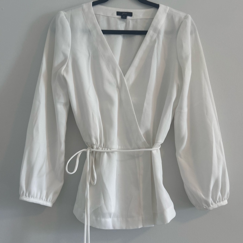 J. crew 6 tall Elegant White Wrap Blouse